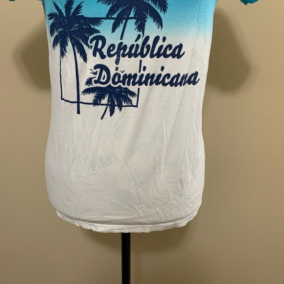 Ocean Dream Blue & White Ombre Dominican Republic Short Sleeve Shirt Size Large - Picture 4 of 12